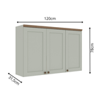 Armário Aéreo para Cozinha 3 Portas Provençal 120cm Genialflex Verde/Mint