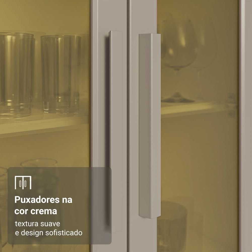 Armário de Cozinha Completo de Canto 100% MDF 447cm Smart Madesa Branco/Rustic/Crema