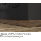 Cozinha Modulada em Aço 5 Peças 8 Portas 3 Gavetas Cristaleira com Rodapé PVC Exclusive Itatiaia Preto/Grafite