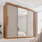 Guarda-Roupa Casal 3 Portas com Espelho 4 Gavetas Costa Rica Cinamomo Off-White Sallêto Móveis