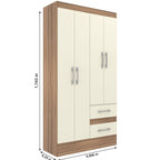 Quarto Infantil Completo Guarda-Roupa 4 Portas 2 Gavetas com Cômoda 4 Gavetas 1 Porta Ninho MDP Marrom/Castanho/Off White DiretoSim