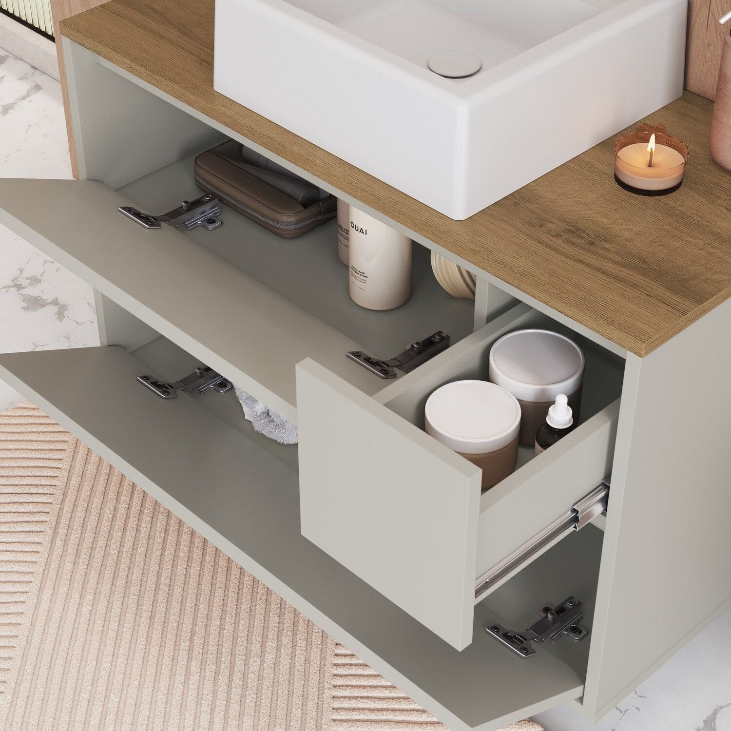 Conjunto para Banheiro Modulado 3 Peças Gabinete Suspenso com Cuba Belarus Art in Móveis 108cm Arenas