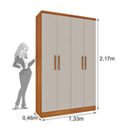 Quarto Infantil Completo com Guarda-Roupa Cômoda e Cama 100% MDF Harmonia Yescasa Bege/Cinamomo/Off