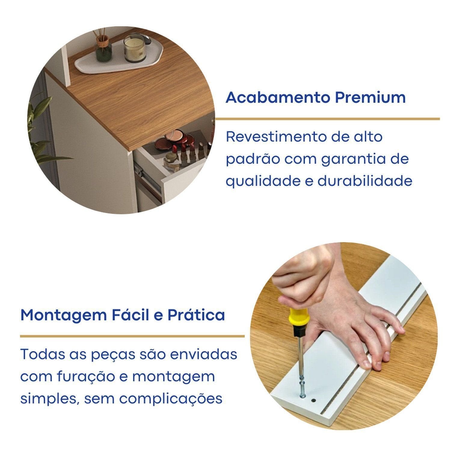 Penteadeira MDF 9 Gavetas com Espelho e LED Foscarini 8402 Bege/Argila/Carvalho Hanover