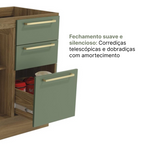 Cozinha Completa Botanic Kappesberg 7 Peças Torre Quente Paneleiro Balcão Nogueira/Verde Oliva 410x222x52cm