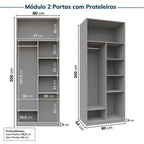 Guarda-Roupa Modulado de Canto 3 Peças 6 Portas Jade CabeCasa MadeiraOriginals