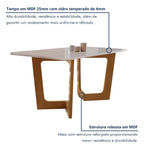 Conjunto Sala de Jantar Mesa Redonda Tampo Vidro e MDF com 6 Cadeiras Luísa Smart Plus Cel Móveis
