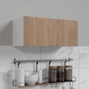 Armário Aéreo Porta Basculante 80cm Puxador 150cm Ipanema CabeCasa MadeiraOriginals Fendi Trama/Branco