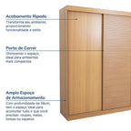 Guarda-Roupa Casal 3 Portas de Correr Samambaia CabeCasa MadeiraOriginals 100% MDP/MDF Carvalho