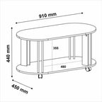 Kit Sala de Estar Rack Mesa Centro e Apoio Mundi Andes Espresso Móveis Cedro/Off White