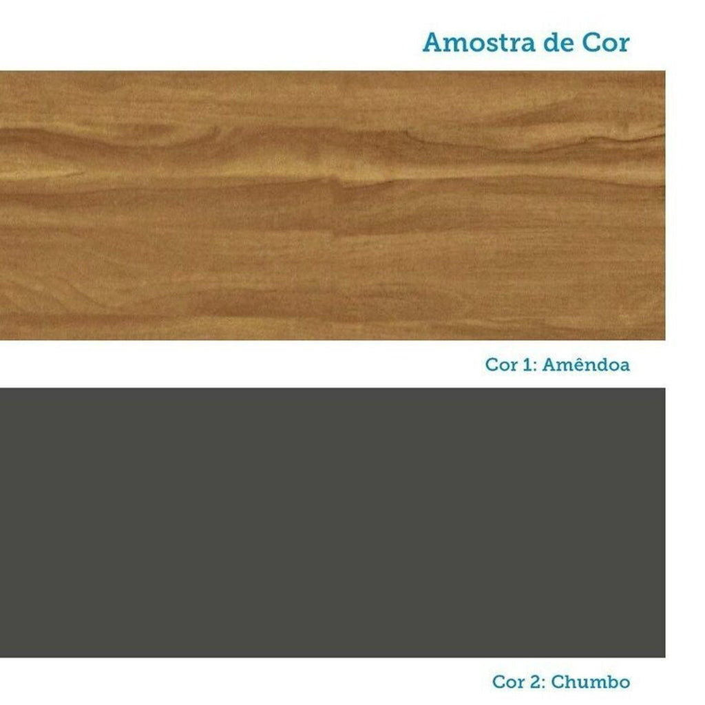 Cozinha Completa Modulada 100% MDF 7 Peças 14 Portas 6 Gavetas e Vidro 429cm Vicenza Espresso Móveis Cinza/Amêndoa/Chumbo