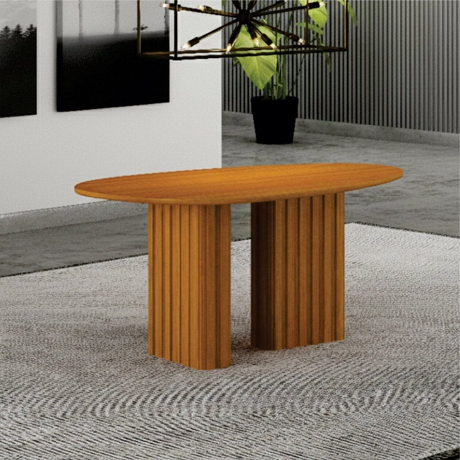 Mesa de Jantar com Tampo Orgânico MDF Isis Marrom/Freijó Leifer