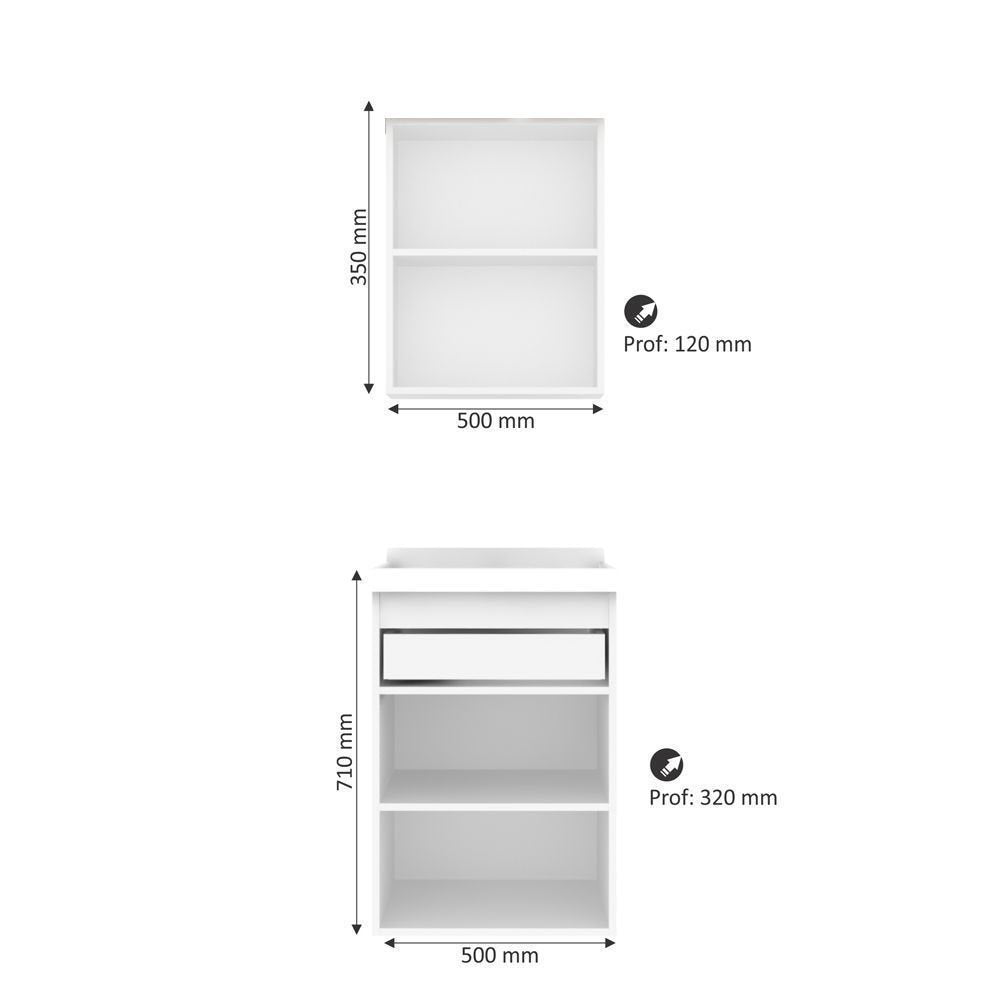 Gabinete de Banheiro 50cm com Lavatório e Armário Ref 501 Cewal Branco