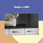 Balcão de Cozinha em Aço Triplo com Tampo 3 Portas 3 Gavetas 120cm Mirage New Telasul Branco