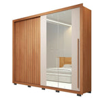 Guarda-Roupa Casal Ripado 2 Portas 4 Gavetas com Espelho Suburban Caemmun 100% MDP/MDF Freijó/Off White