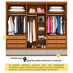 Guarda-Roupa Casal 6 Portas 9 Gavetas 270cm Tóquio Yescasa 100% MDF Bege/Cinamomo/Off White