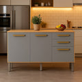 Balcão de Cozinha 3 Portas 2 Gavetas Adele CHF Bege/Cinamomo/Off White Acetinado