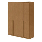 Kit Quarto Infantil com Guarda-Roupa 4 Portas e Cama de Solteiro Marrom Amêndoa Clean Móveis Lopas