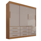 Guarda-Roupa Casal 3 Portas 9 Gavetas Luana Sallêto Móveis Off White/Cinamomo