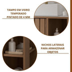 Conjunto para Banheiro Gabinete Suspenso com Cuba e Espelheira Noruega MGM Móveis 80cm Marrom/Freijó