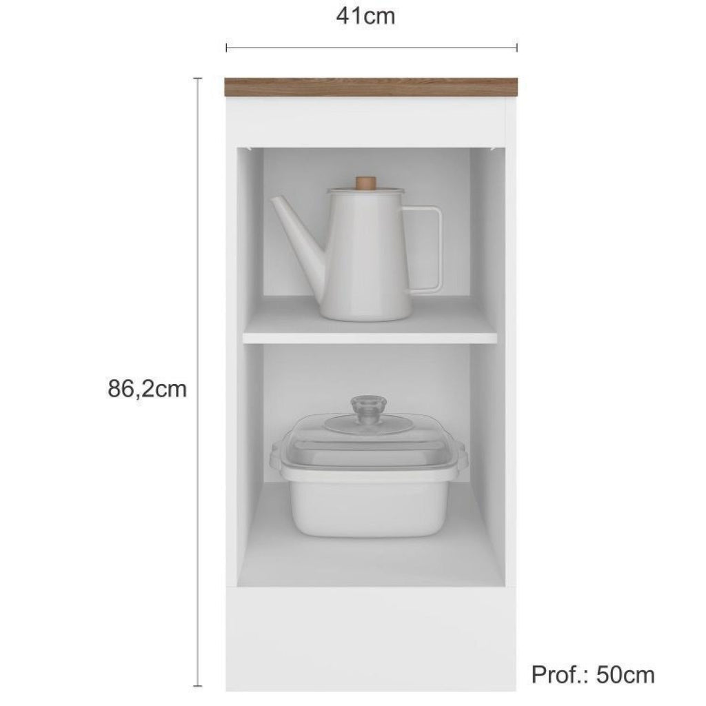 Cozinha Completa Modulada 10 Peças 17 Portas 2 Gavetas com Torre Quente Unna Yescasa Branco/Espresso