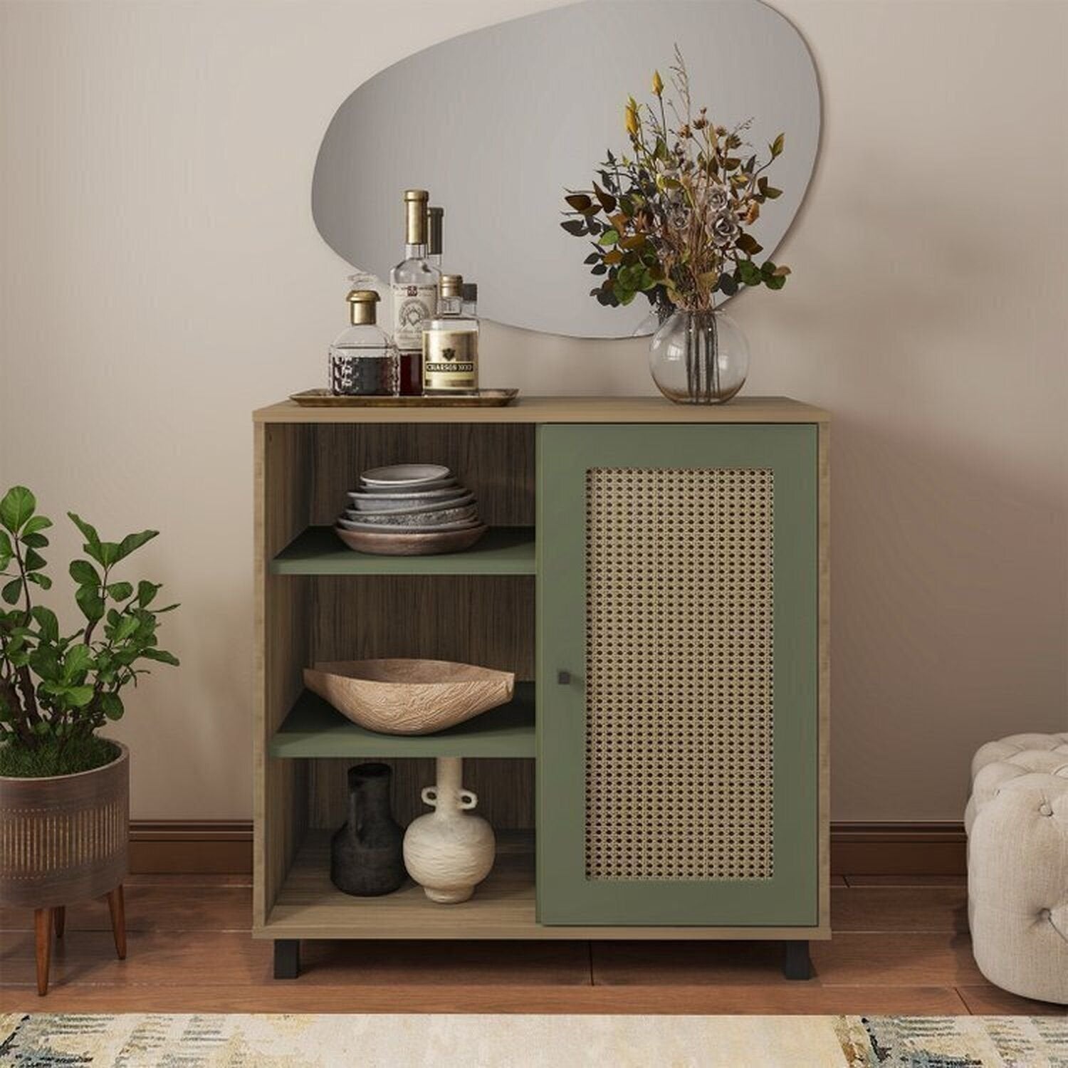 Conjunto Sala de Estar Completa 4 Peças Rack para TV Até 75 Polegadas Mesa Centro Lateral Aparador Carvalho Menta Espresso Móveis