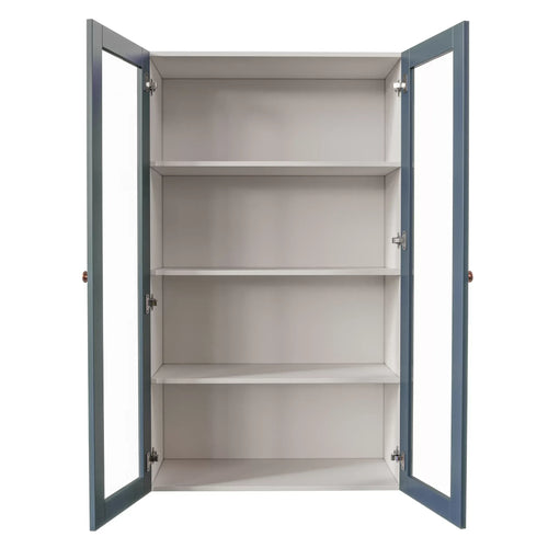 Armário Aéreo 2 Portas 135cm com Porta de Vidro Arizona CabeCasa MadeiraOriginals Azul/Branco