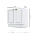 Balcão Cozinha 2 Portas 80cm sem Tampo Emily Espresso Móveis Branco HP
