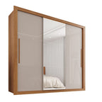 Guarda-Roupa Casal 3 Portas com Espelho 4 Gavetas Costa Rica Cinamomo Off-White Sallêto Móveis