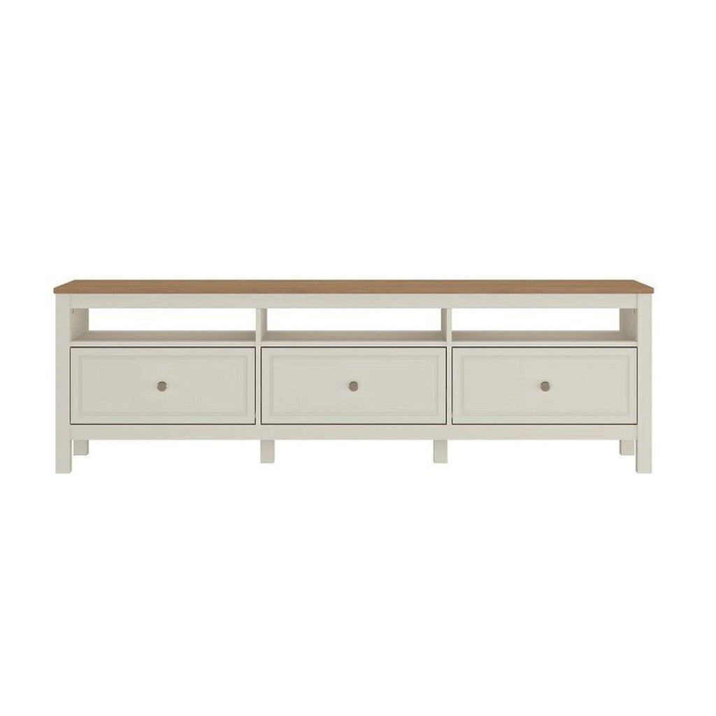 Conjunto Sala Ananda Rack e Armário Multiuso Madeira Maciça Off White/Mel CabeCasa MadeiraMadeira