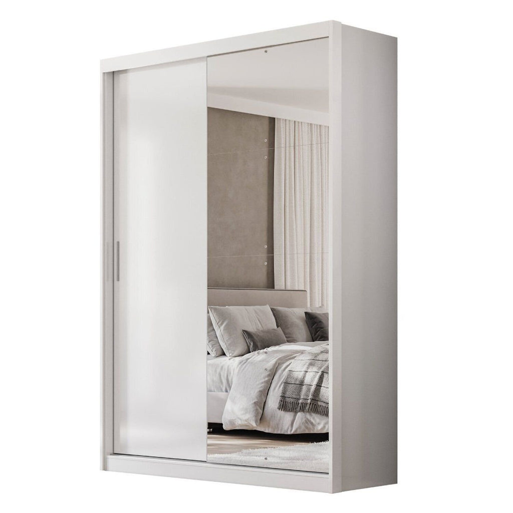 Guarda-Roupa Casal 2 Portas de Correr 4 Gavetas London Demóbile 100% MDF Branco/Amêndola