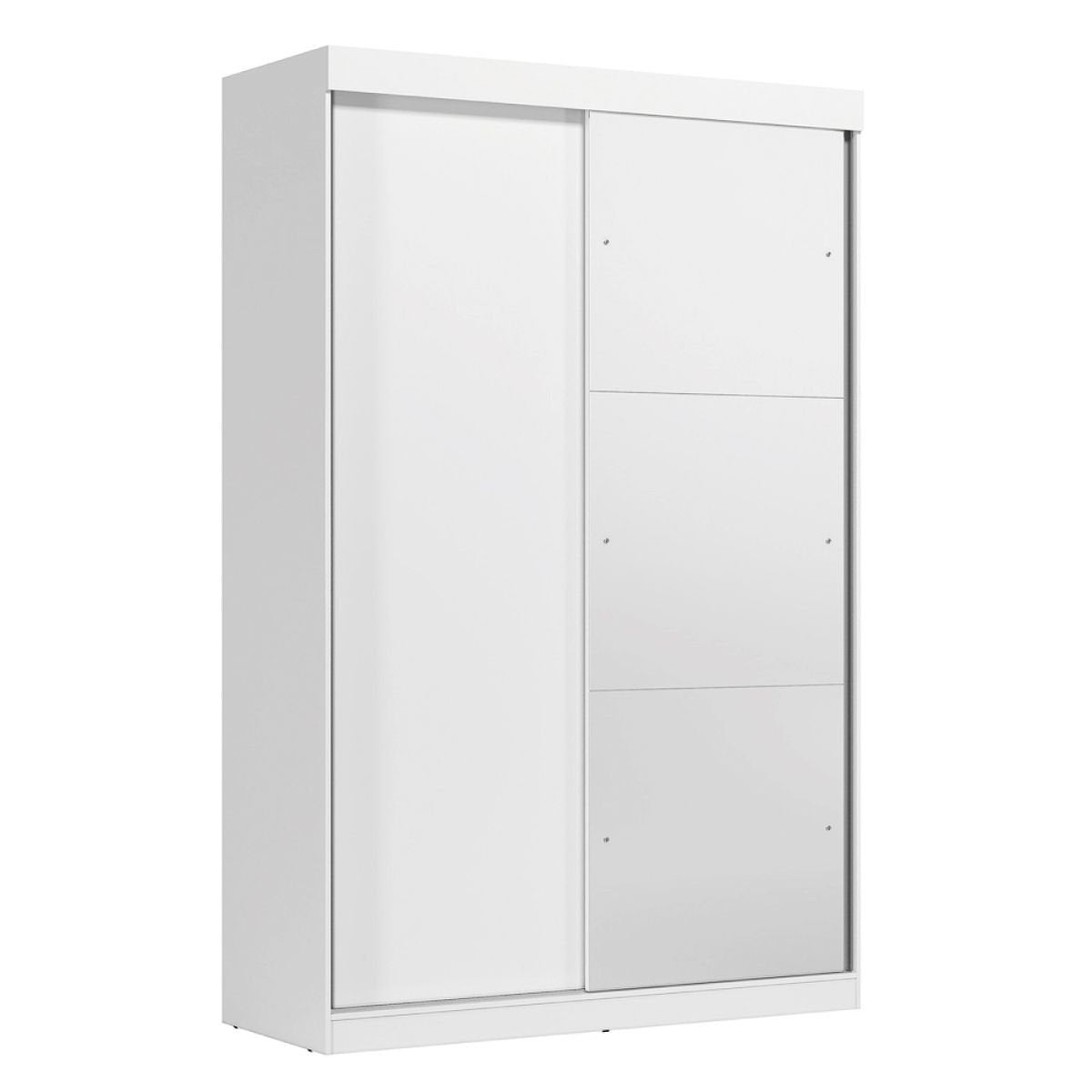 Guarda-Roupa Solteiro 2 Portas de Correr 2 Gavetas com Espelho Peônia Yescasa Branco