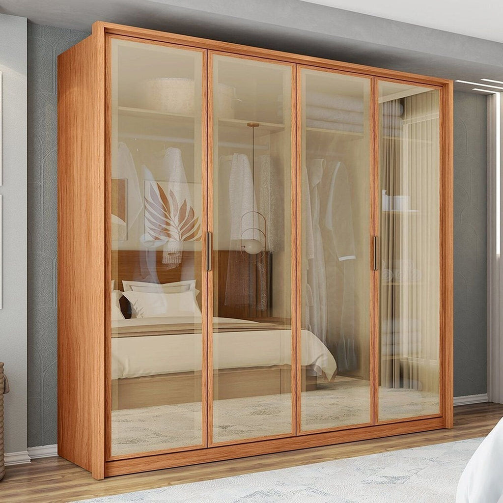 Guarda-Roupa 4 Portas Reflecta 3 Gavetas 100% MDF Freijó New Reflex Caemmun