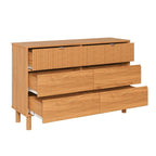 Cômoda 6 Gavetas Oiti Madeira Maciça Pinus 132,8cm CabeCasa MadeiraOriginals Marrom