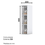Armário Aéreo 3 Nichos 20cm Emily Espresso Móveis Branco/HP
