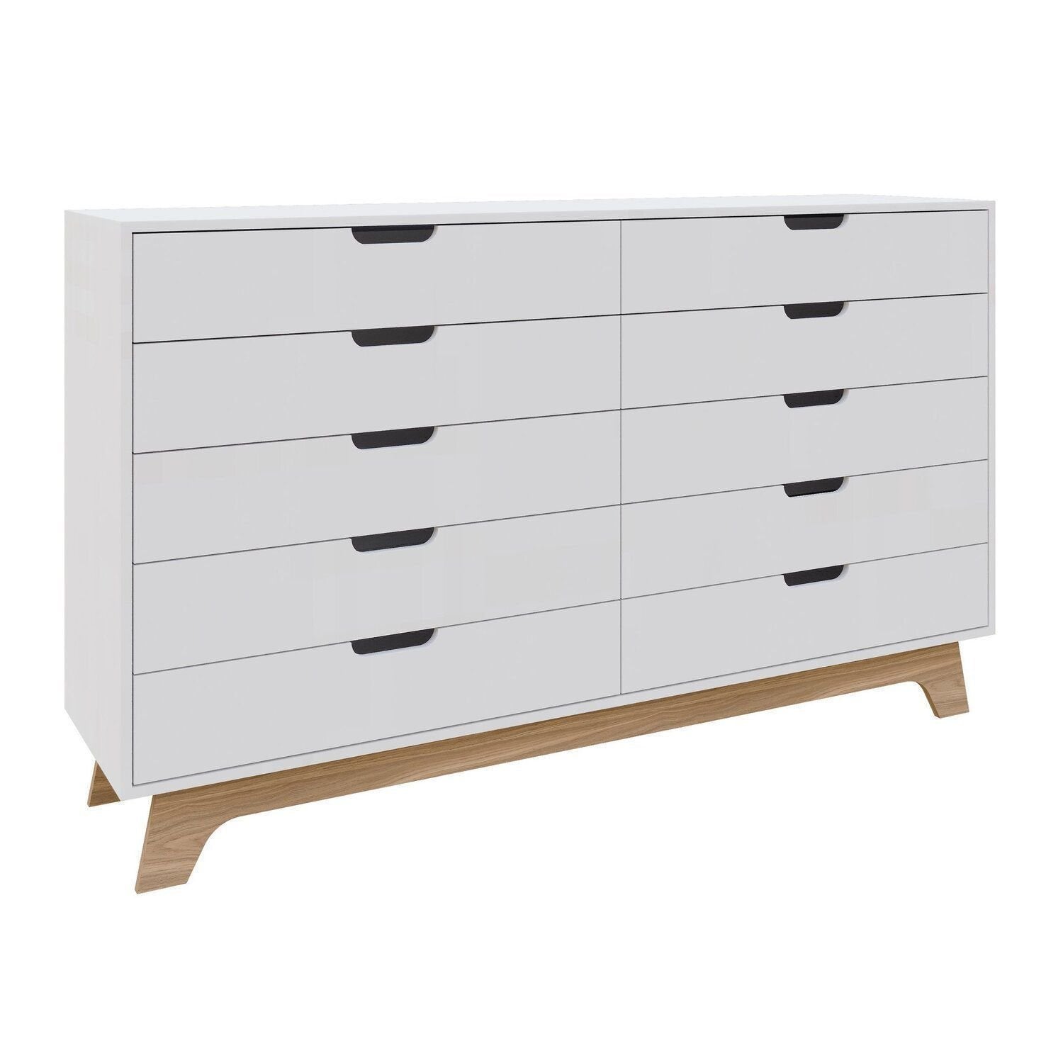 Cômoda Infantil 10 Gavetas 100% MDF Alice FD Branco/Freijó