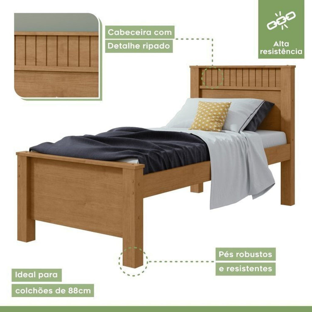 Kit Quarto Infantil 3 Peças com 2 Camas Solteiro e Mesa de Cabeceira Athenas Maggiore Amêndoa Clean
