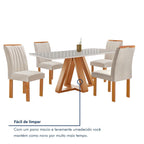 Conjunto Sala de Jantar Mesa Retangular Tampo Vidro Kyra 120x90 com 4 Cadeiras Arizona Cel Móveis