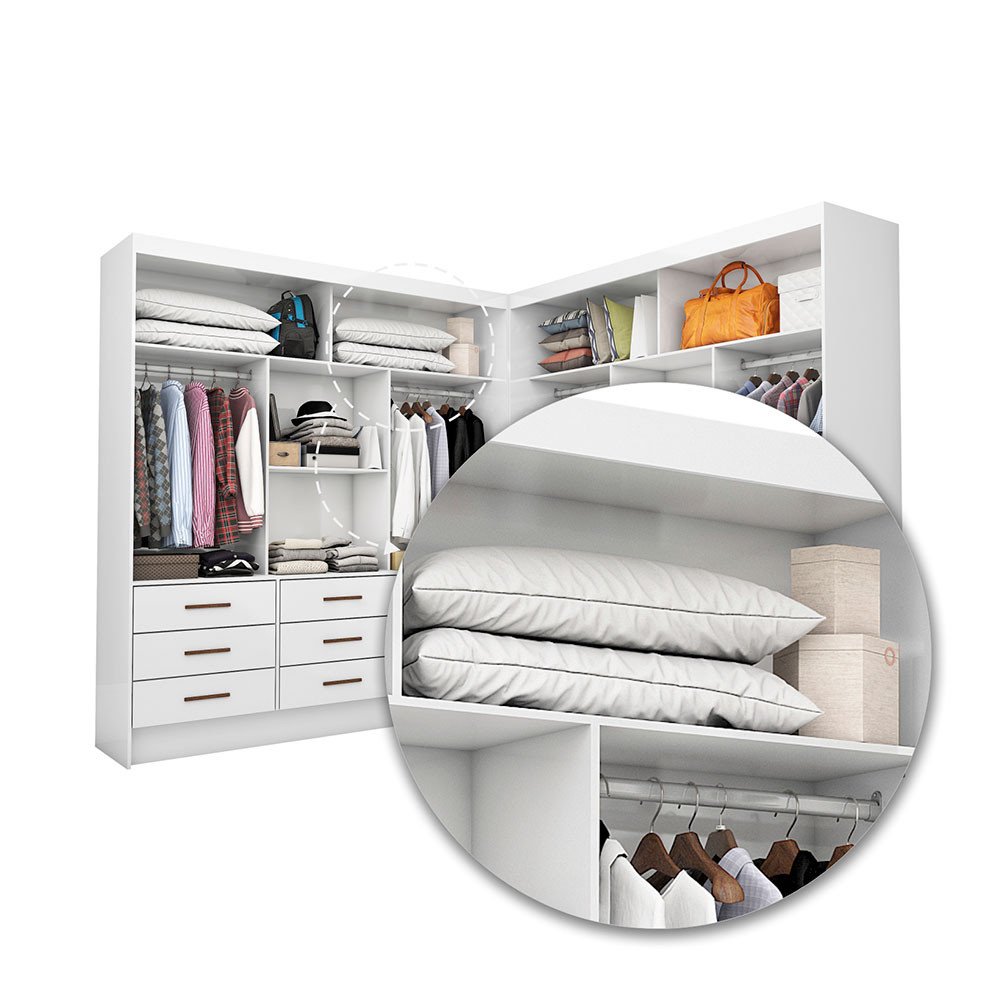 Closet Casal Duplo Sevilha Premium 18 Gavetas Carioca Móveis