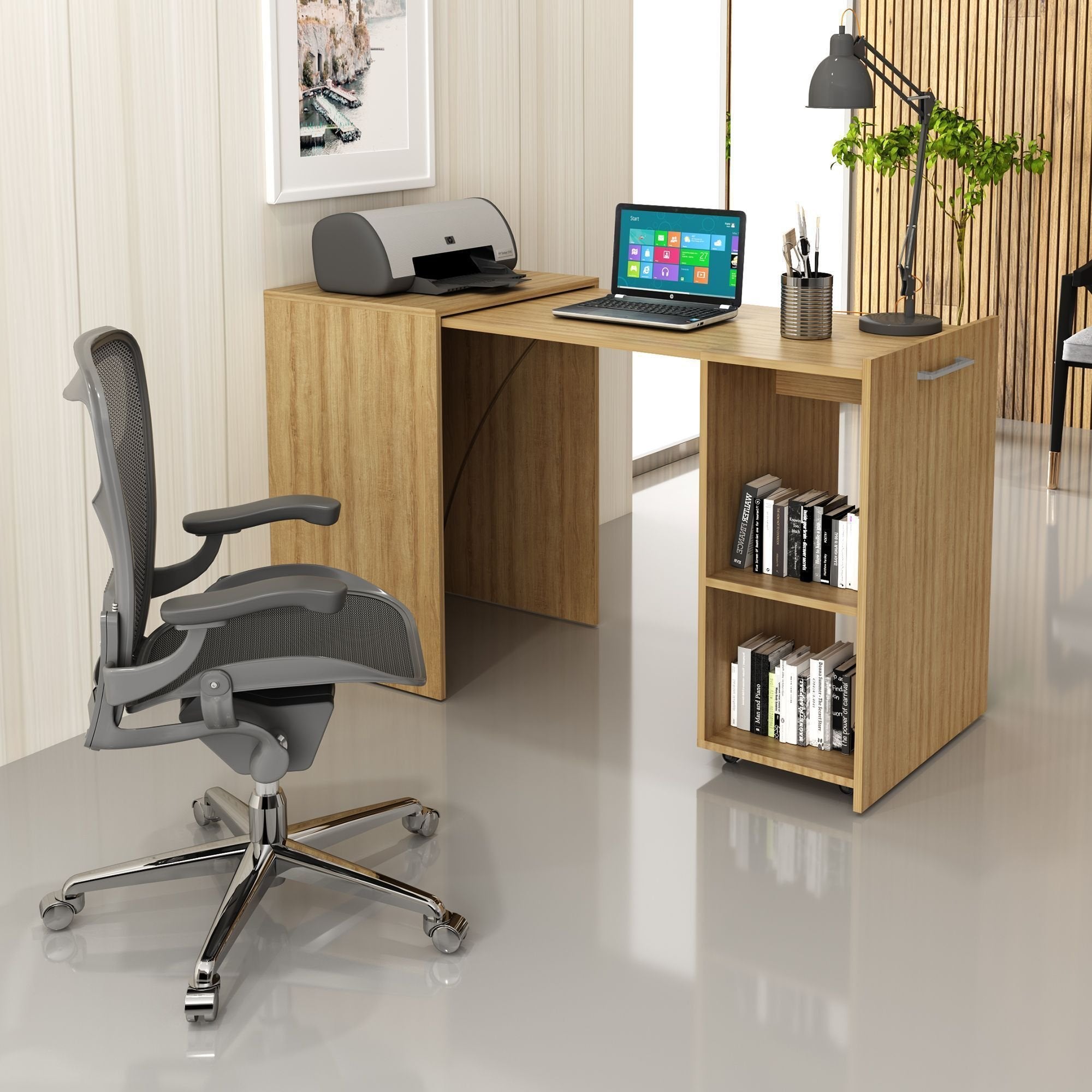 Escrivaninha Retrátil Mesa Escritório ME4170 54cm Tecno Mobili