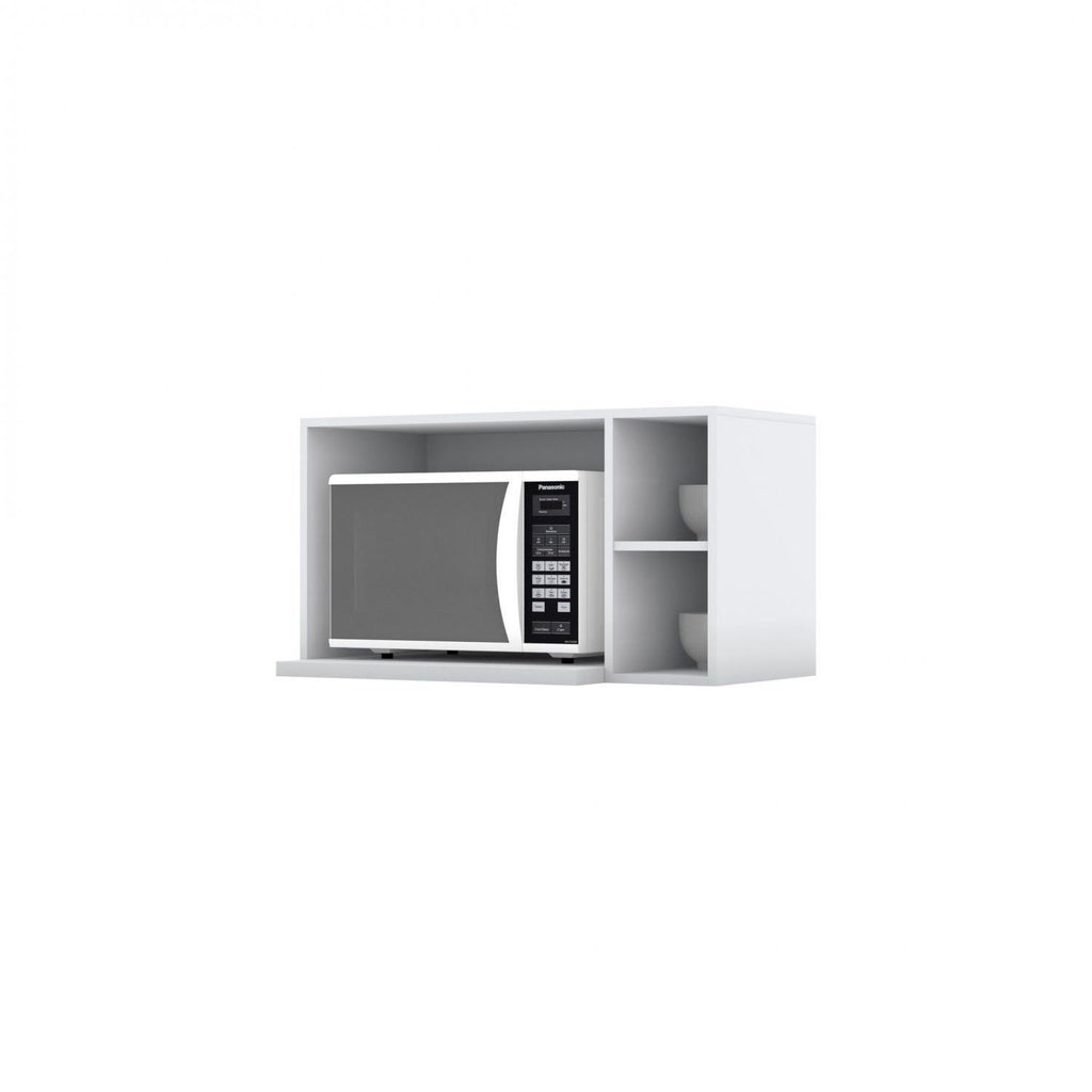 Armário Aéreo para Micro-ondas 3 Nichos 80cm Emily Espresso Móveis Branco/HP