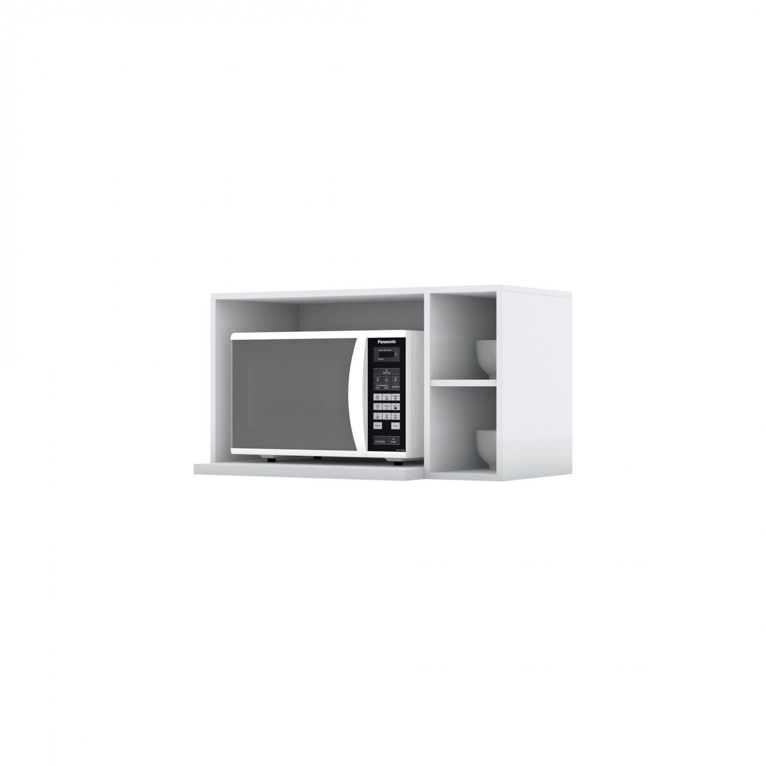 Armário Aéreo para Micro-ondas 3 Nichos 80cm Emily Espresso Móveis Branco/HP
