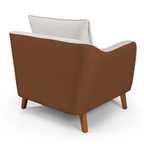 Conjunto Sofá Living Hórus e Duas Poltronas Tecido Composê Linho Cru e Marrom Terracota 2,00m
