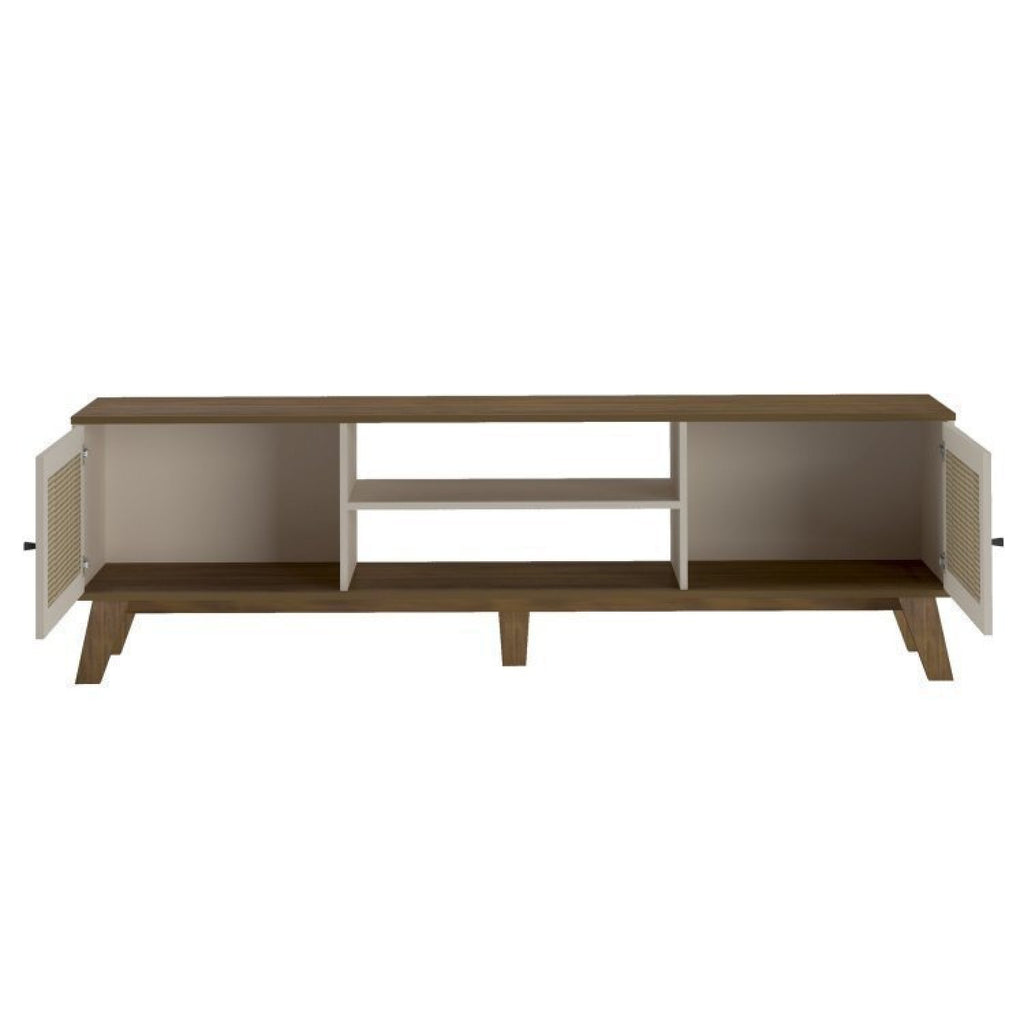 Conjunto Sala de Estar 3 Peças Rack para TV até 75 Polegadas Buffet Memphis Mesa Centro Saara Espresso Móveis Bege