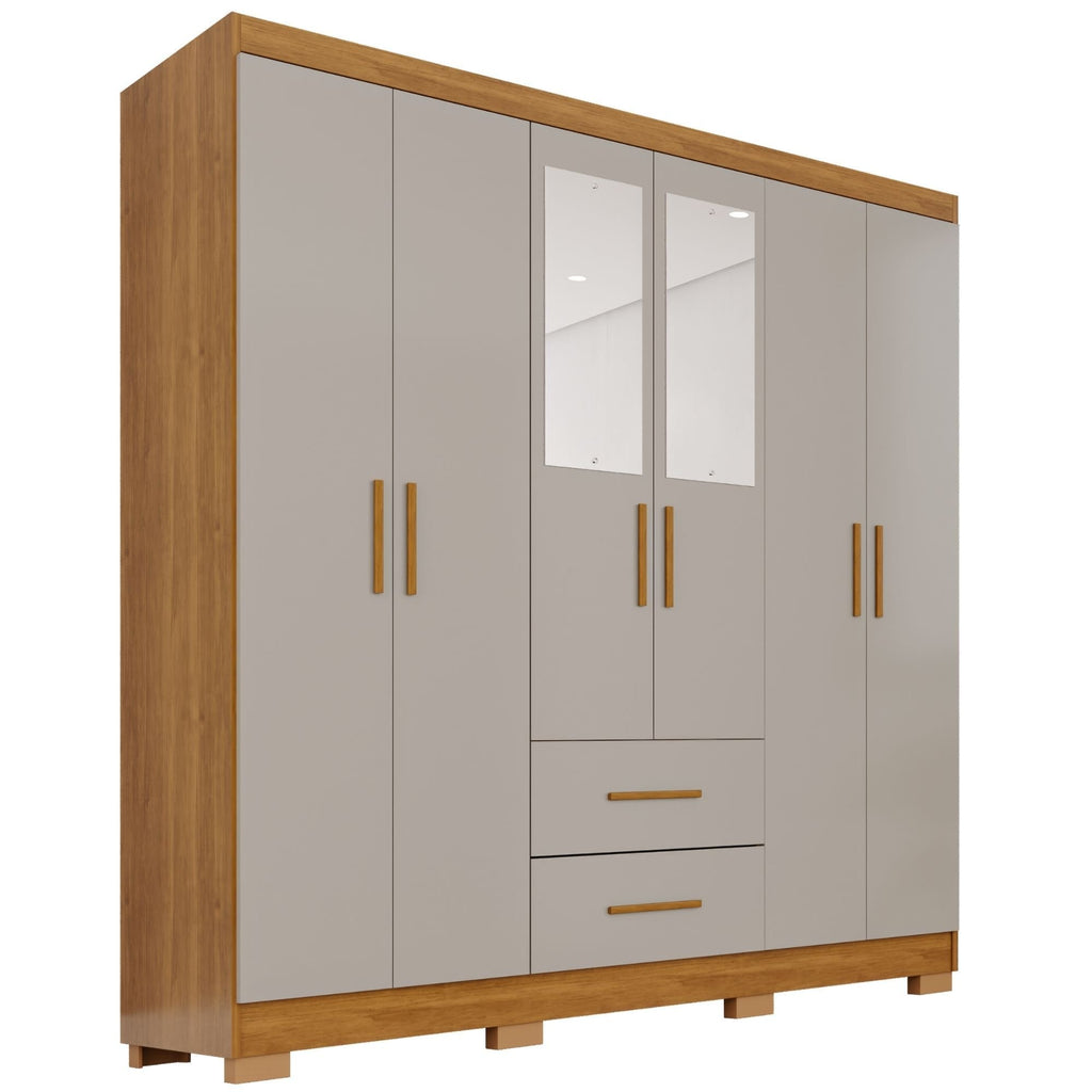 Guarda-Roupa Casal 6 Portas 2 Gavetas Estrela Premium Sallêto Móveis MDP Off White/Cinamomo