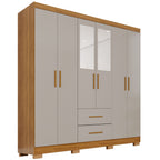 Guarda-Roupa Casal 6 Portas 2 Gavetas Estrela Premium Sallêto Móveis MDP Off White/Cinamomo