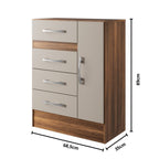 Quarto Infantil Completo Guarda-Roupa 4 Portas 2 Gavetas com Cômoda 4 Gavetas 1 Porta Ninho MDP Marrom/Castanho/Off White DiretoSim