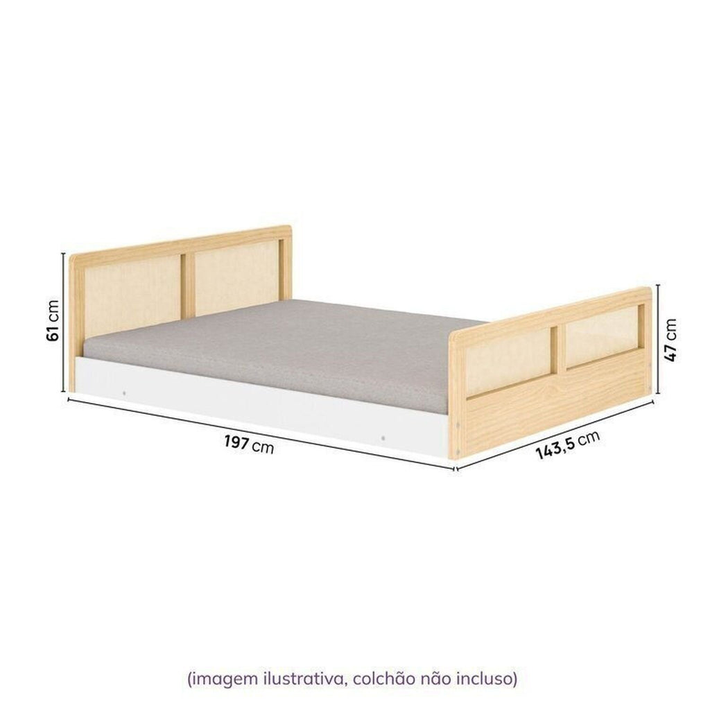 Quarto Infantil Completo Guarda-Roupa Modulado Wave Cama Casal Lift Casatema MadeiraOriginals Branco/Marrom