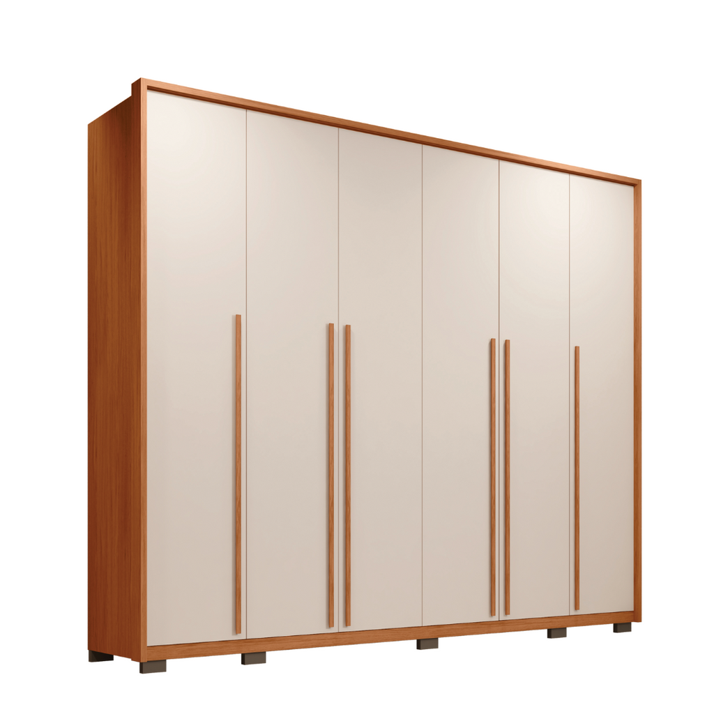 Guarda-Roupa Casal 6 Portas 6 Gavetas Suburban Gold Espresso Móveis 100% MDF Marrom/Freijó/Off White