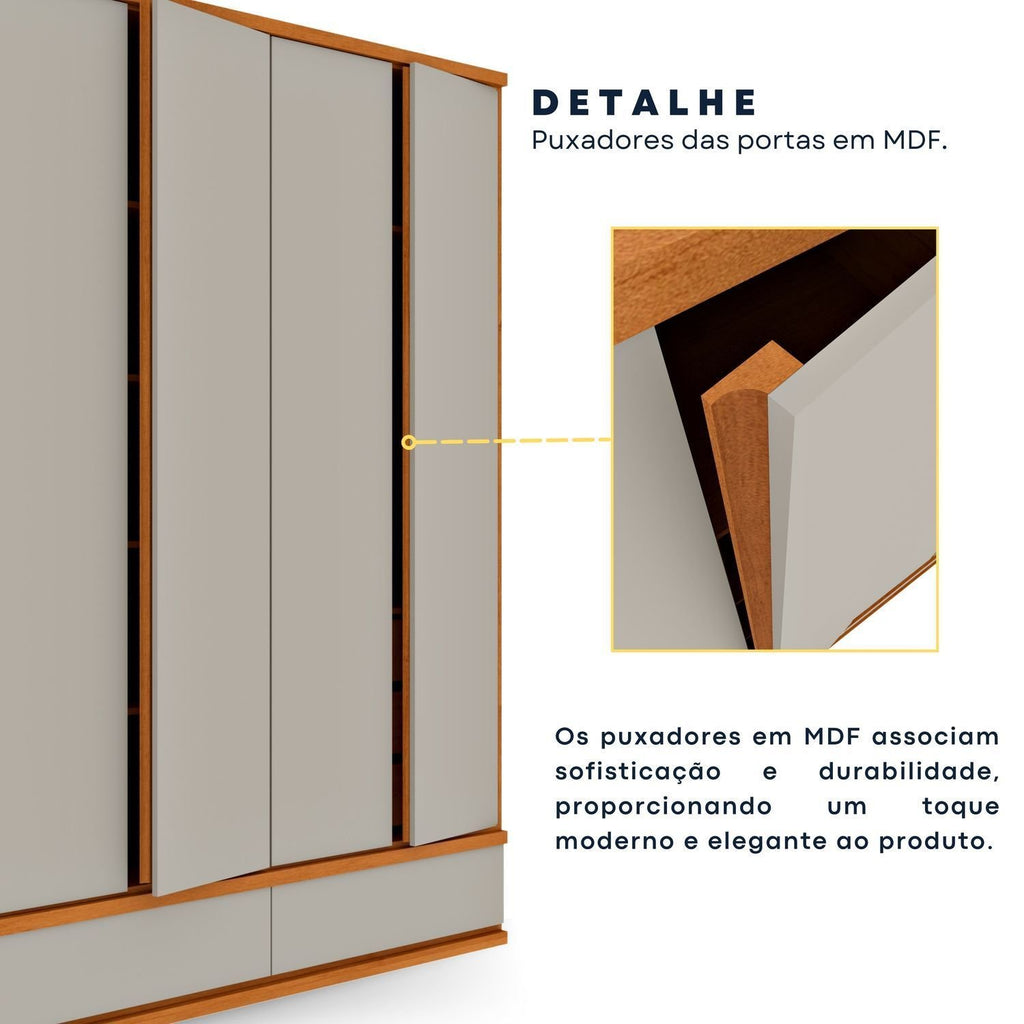 Guarda-Roupa Casal 6 Portas 9 Gavetas 270cm Tóquio Yescasa 100% MDF Bege/Cinamomo/Off White
